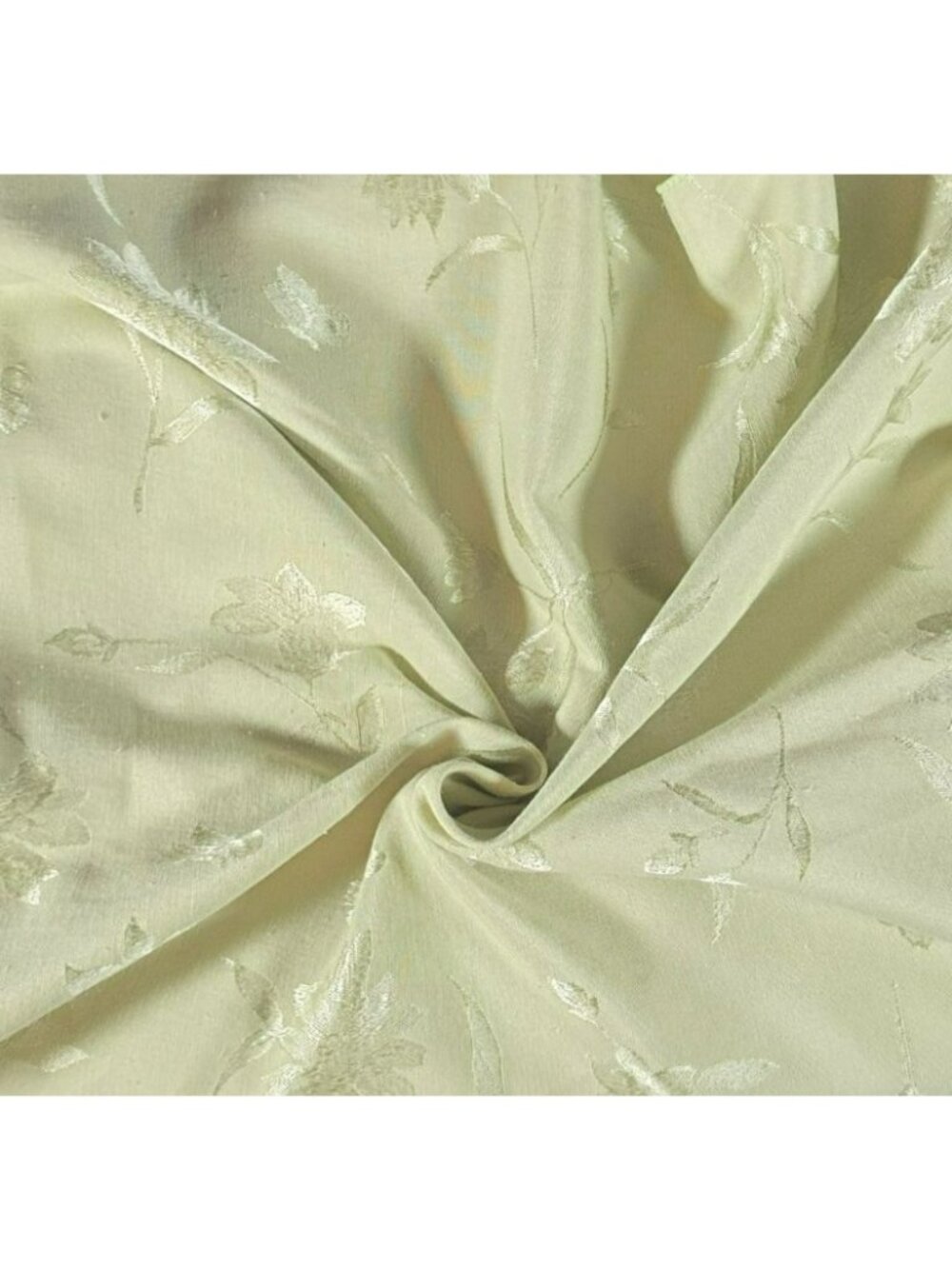 Vintage Floral Pastel Olive Green Jacquard Fabric Tablecloth 115 x 56" Rectangle